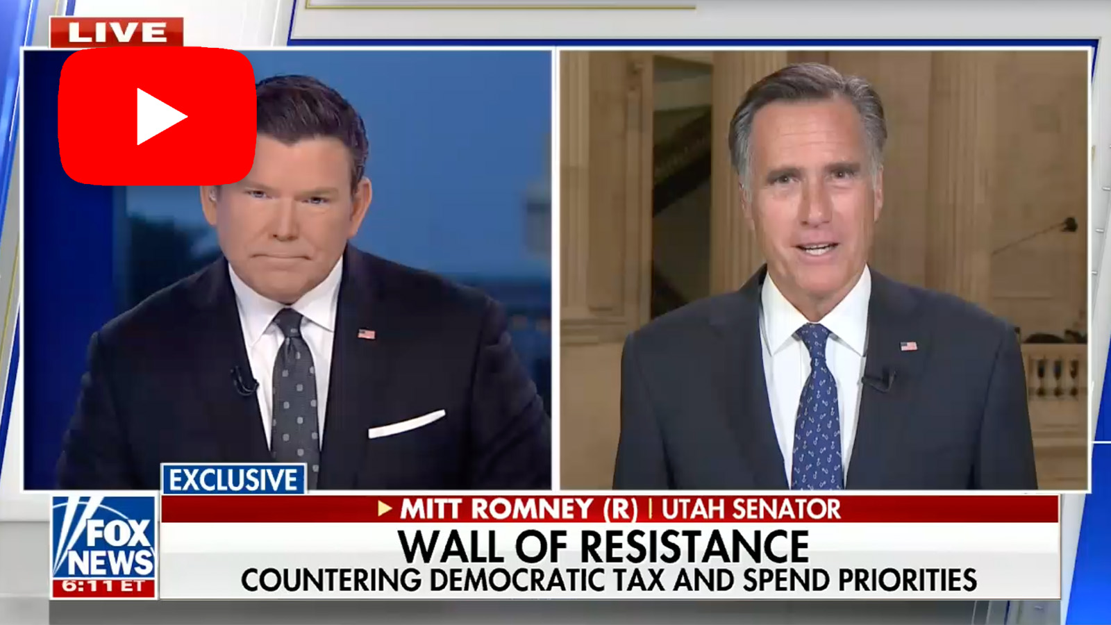 Senator Romney appears with Bret Baier on Fox News
